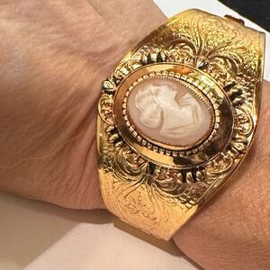 Vintage cameo cuff bracelet